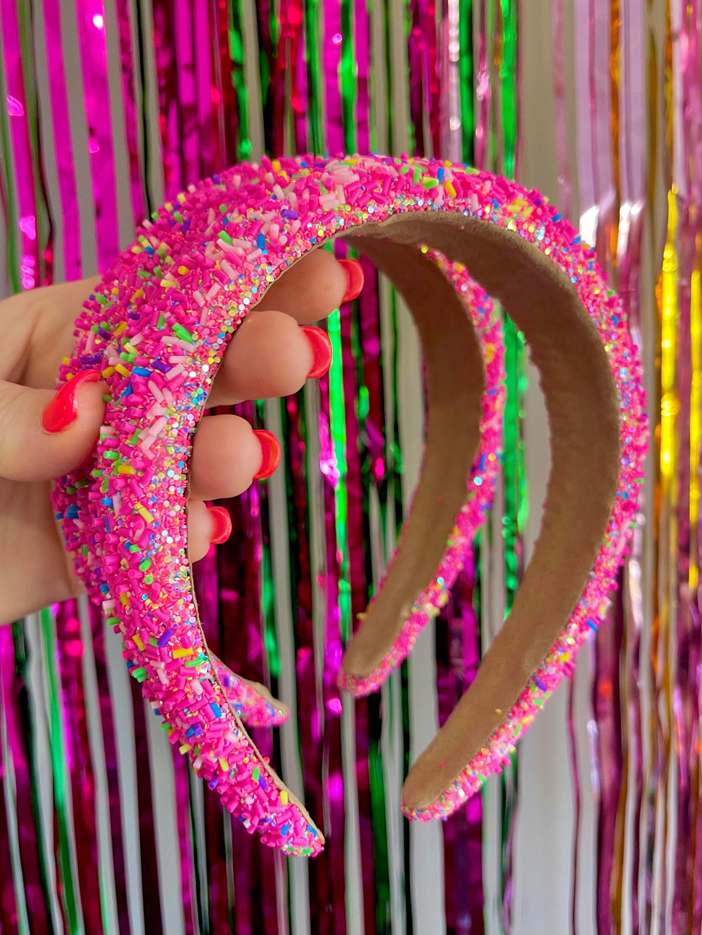 RAINBOW SPRINKLE HEADBAND PINK